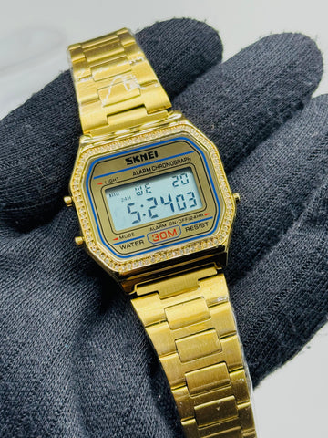 SKMEI 1474 Digital Watch β Golden Stone Bazal Edition