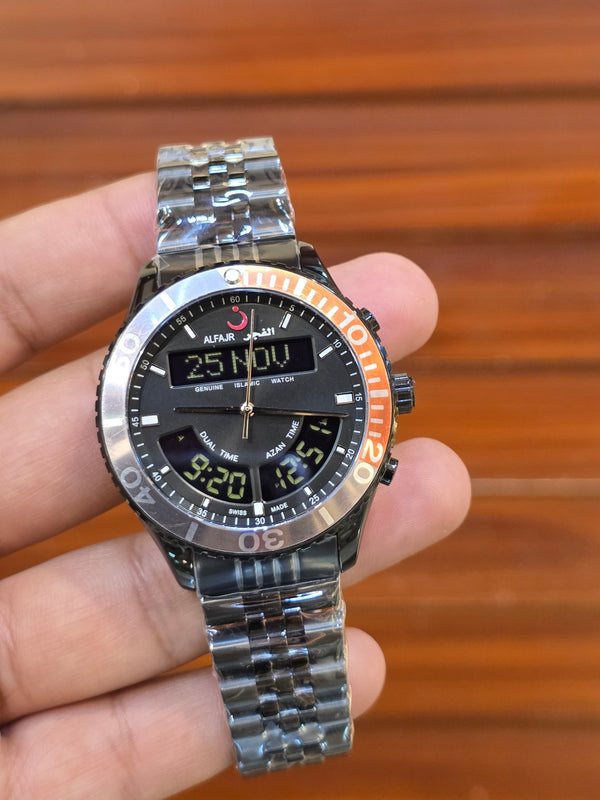 ⌚ Al - Fajr Sports Black Stainless Steel - Sumalani Watch Center
