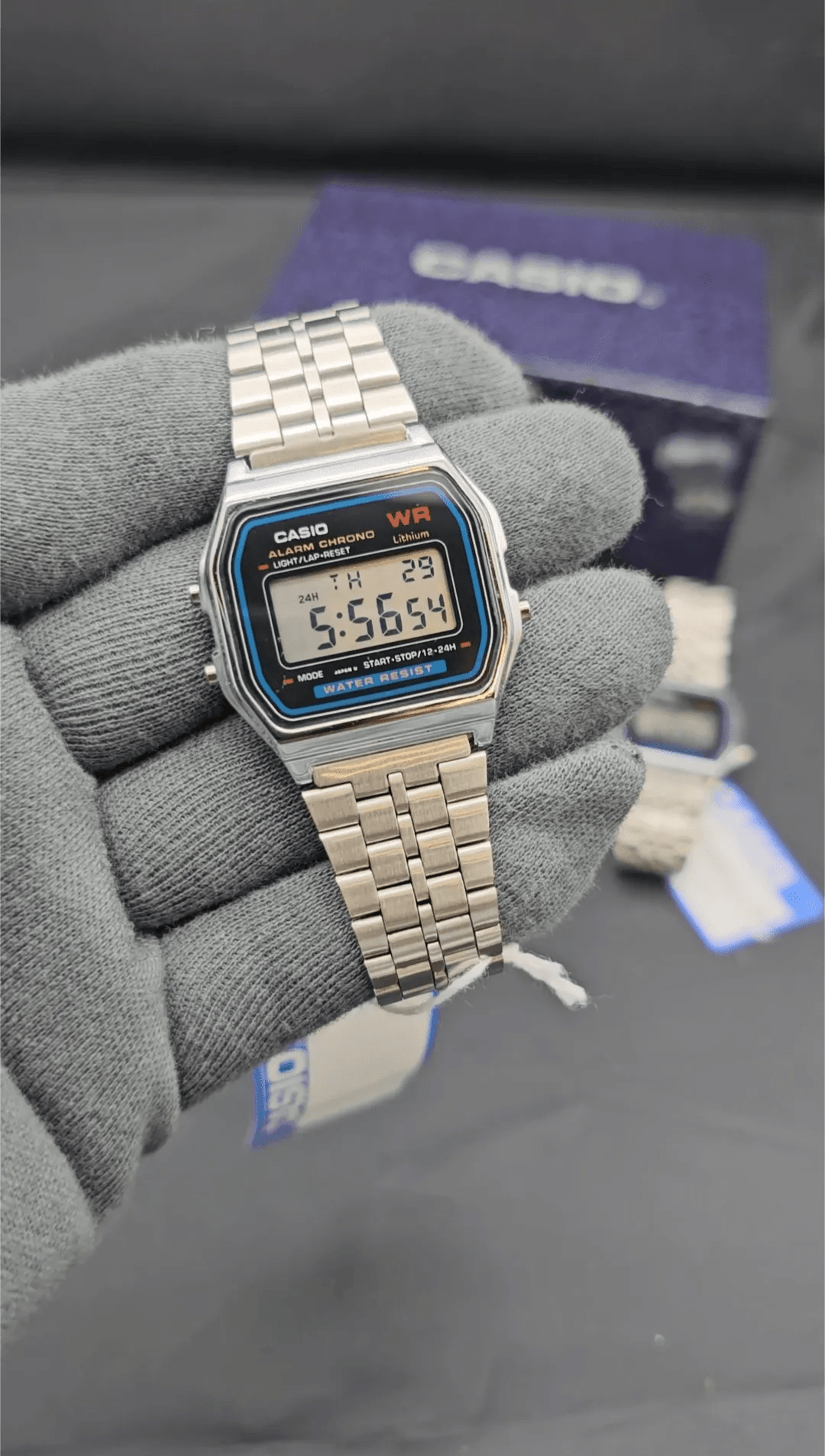 Casio A159WA - N1DF Digital Watch Japan Movement | 100% Water Proof | Stainless Steel Chain | Master Clip - Sumalani Watch Center