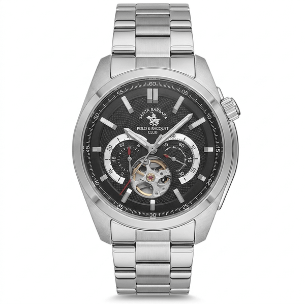 Santa Barbara Polo & Racquet Club Automatic Skeleton Dial Stainless Steel Watch - Sumalani Watch Center